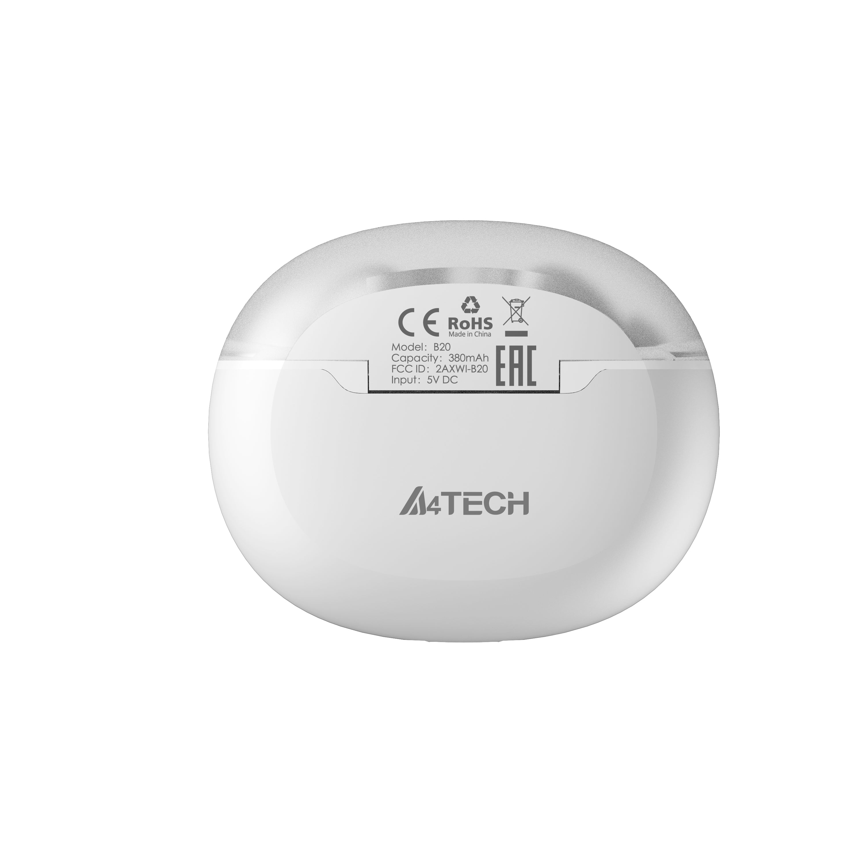 A4Tech B20 True Wireless Earphones White with crisp sound, deep bass, and reliable Bluetooth connectivity in Pakistan