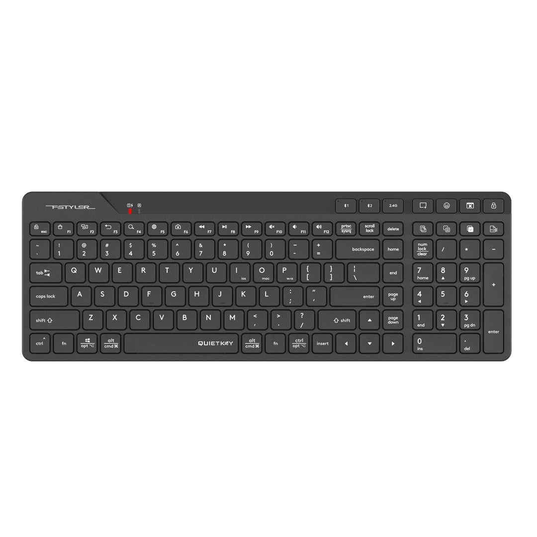 A4Tech FBK27C AS Bluetooth & 2.4G Rechargeable Wireless Keyboard Black Edition with slim design and smooth typing in Pakistan