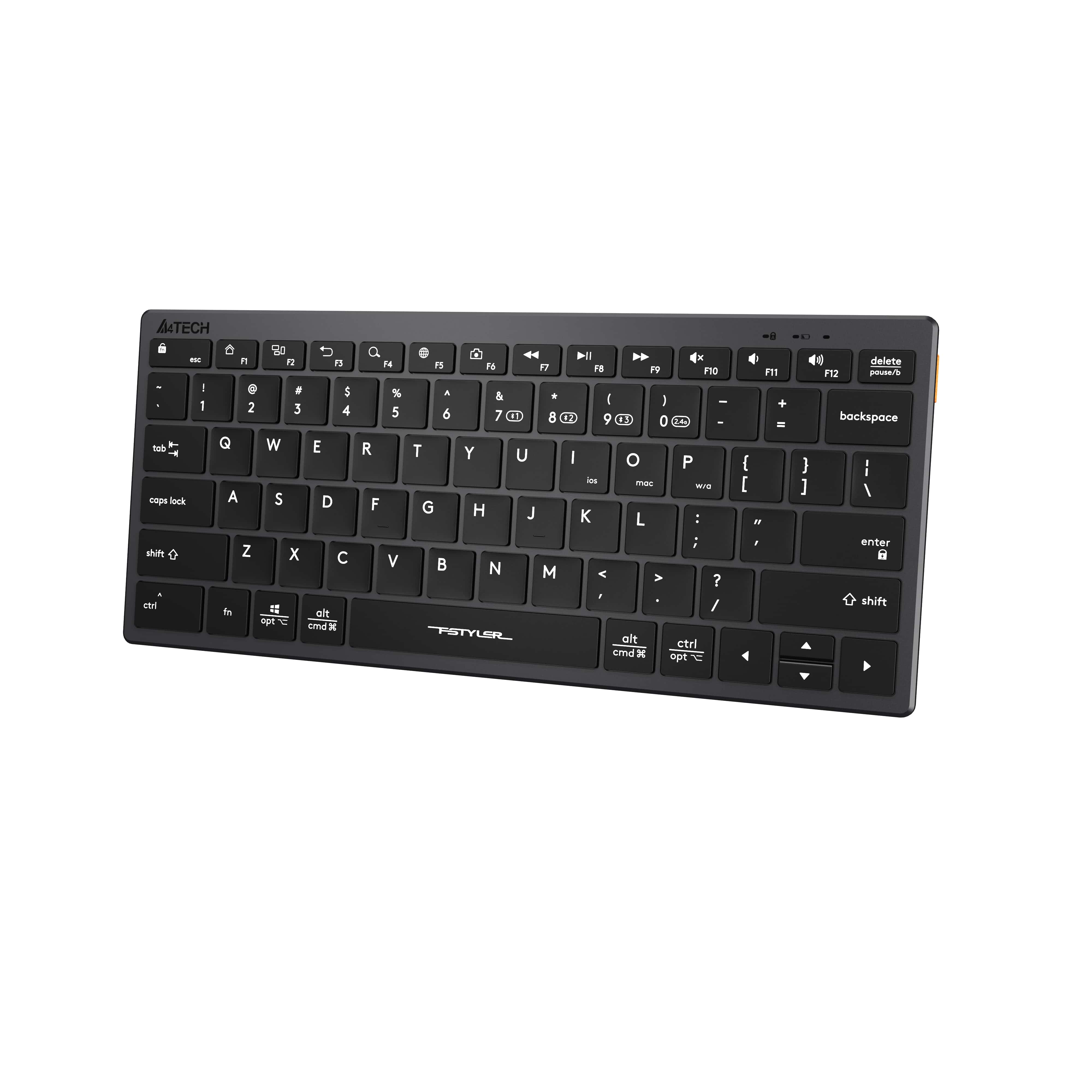 A4Tech FBX51C Bluetooth & 2.4G Wireless Keyboard Black with quiet keys, sleek design, and smooth performance in Pakistan
