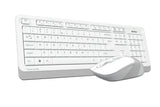 A4Tech FG1010S 2.4G Wireless Desktop Set White with quiet keys, sleek mouse, and durable performance in Pakistan