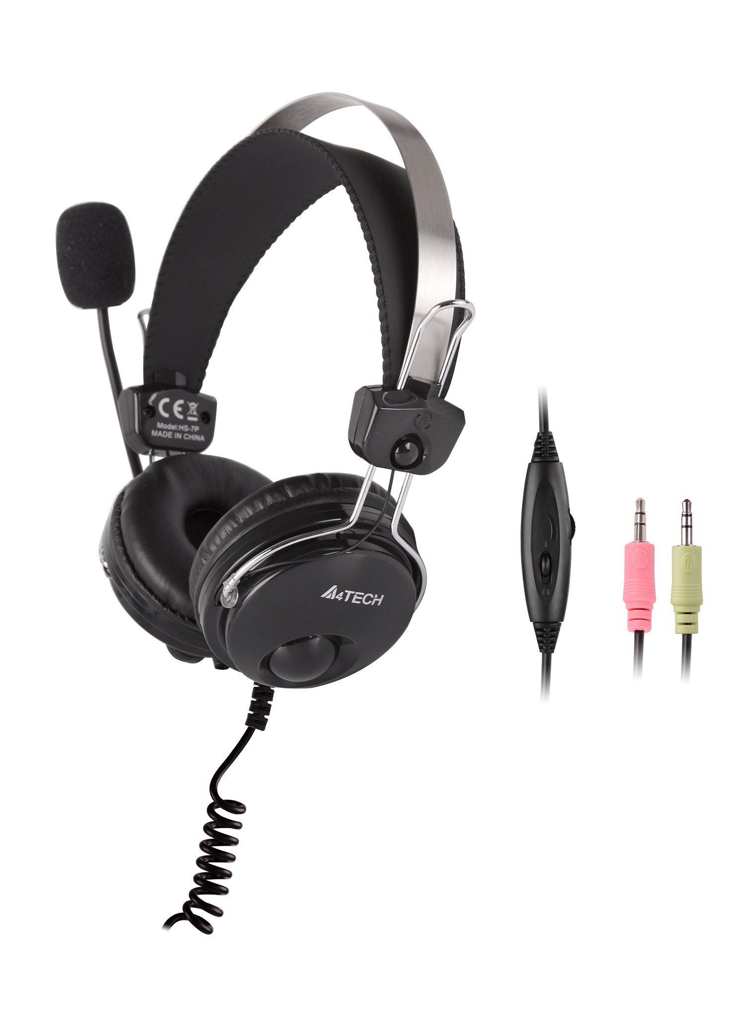 A4Tech HS-7P ComfortFit Stereo Headset with clear sound, adjustable mic, and soft cushioned ear pads for comfort in Pakistan