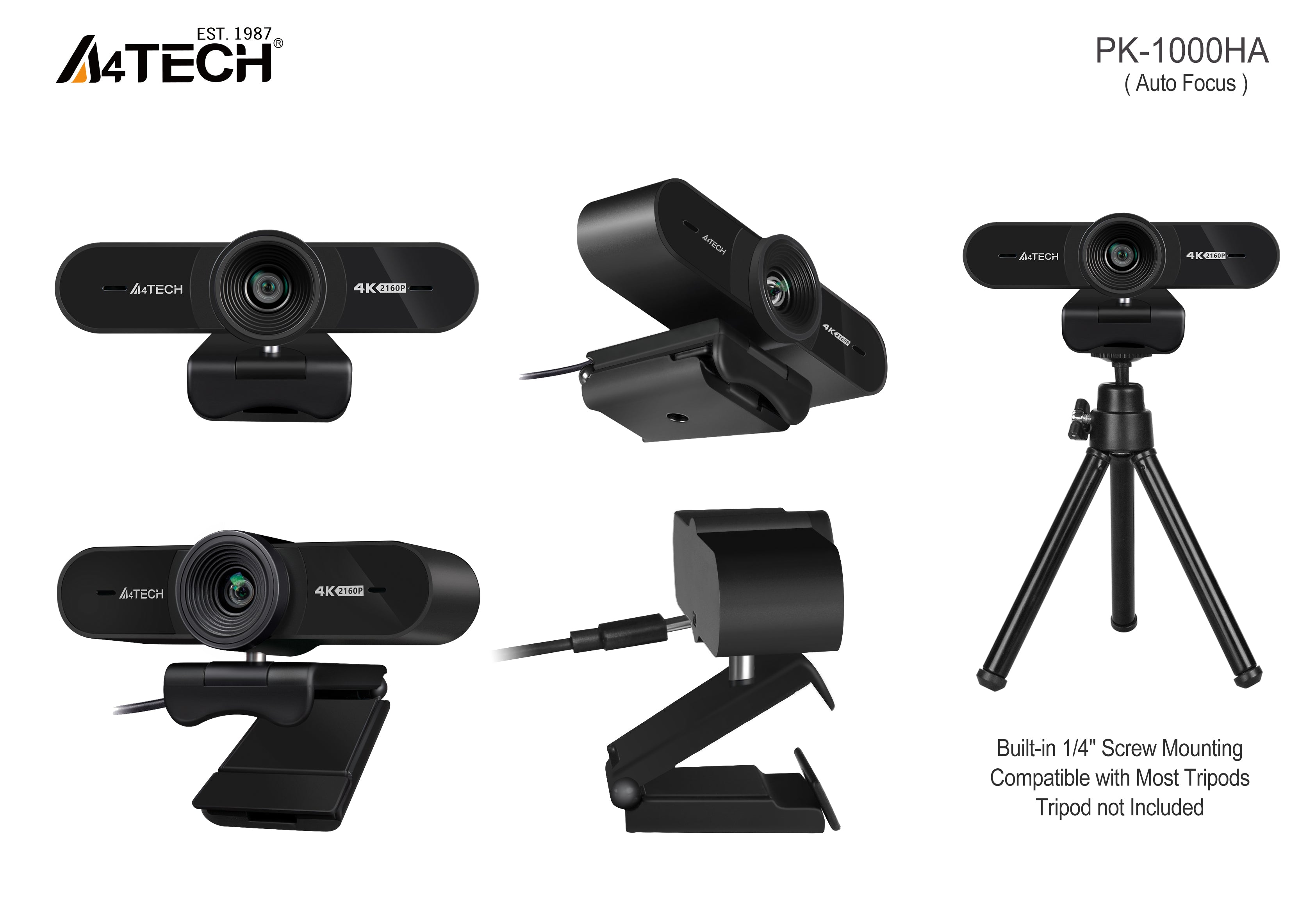 A4Tech PK-1000HA UHD 4K Pro AF Webcam with crystal-clear video and autofocus for streaming in Pakistan