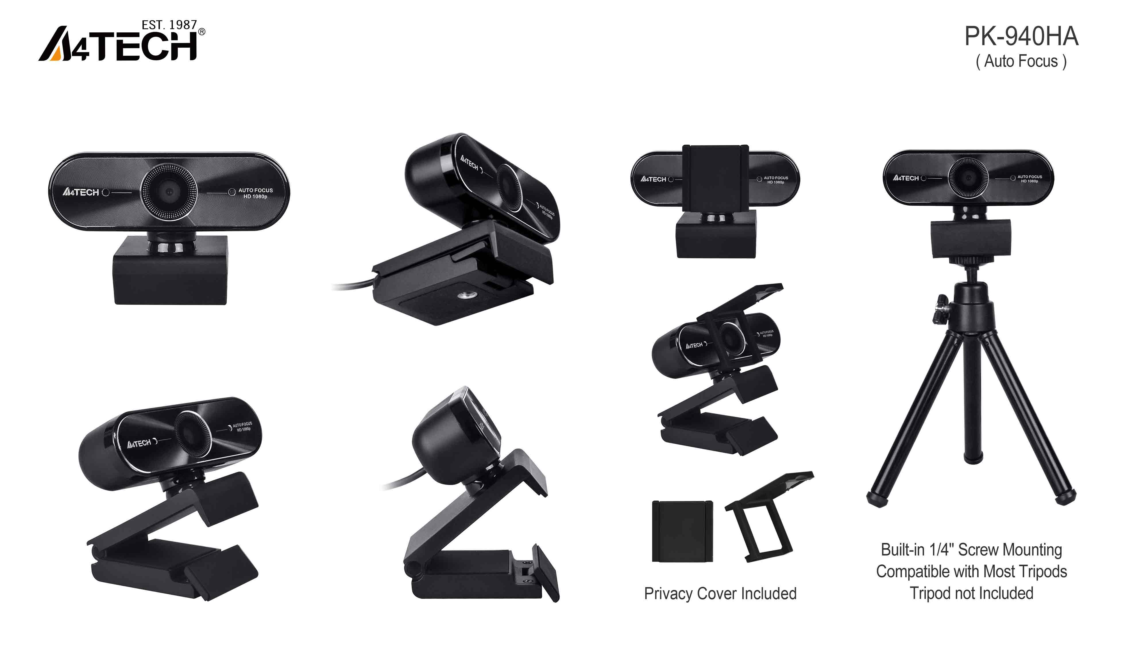 A4Tech PK-940HA FHD 1080P AF Webcam with clear video, autofocus, and noise-reduction mic for meetings in Pakistan