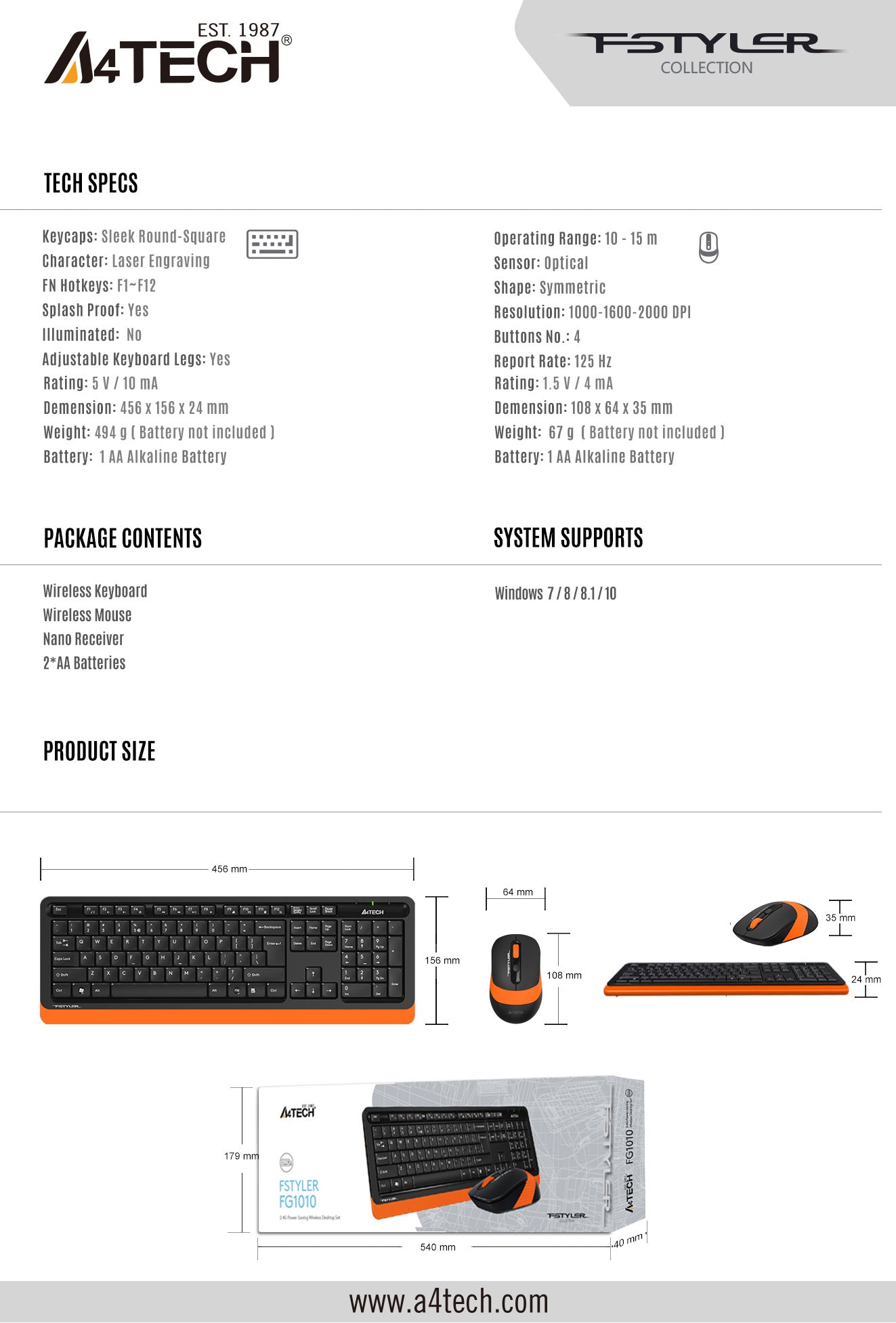A4Tech FG1010S 2.4G Wireless Keyboard and Mouse Combo Desktop Set Silent Clicks 12 Fn Hotkeys 27 0bdde09ea9b0a9164c15e8b057a96578