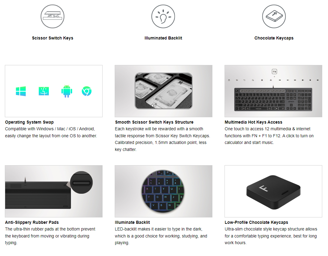 A4Tech FX60 Scissor Switch Backlit Keyboard