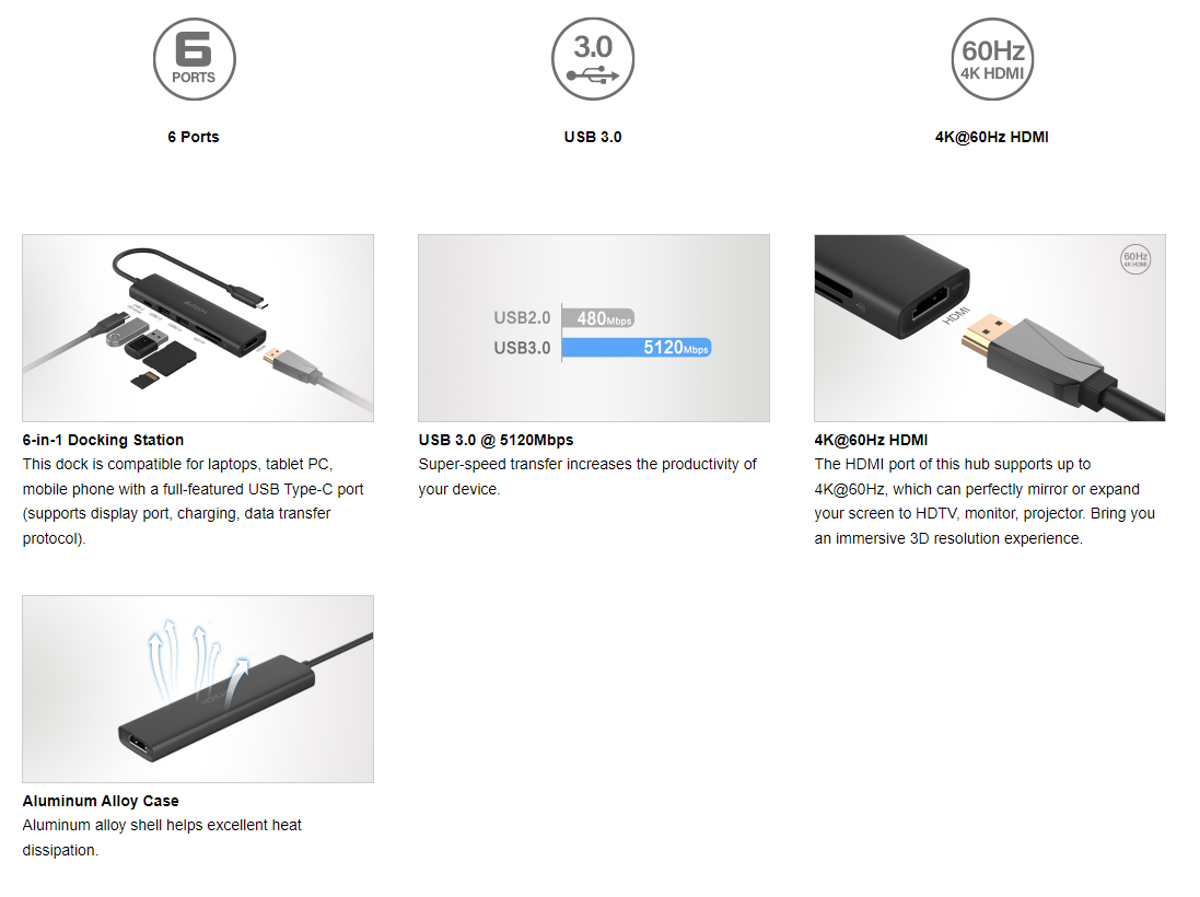 A4Tech DST-60C Type-C to HDMI USB and Card Reader Multi Hub Docking Station 6 Ports 10 1 facab931 546e 4adf a4e9 5725a34255fb