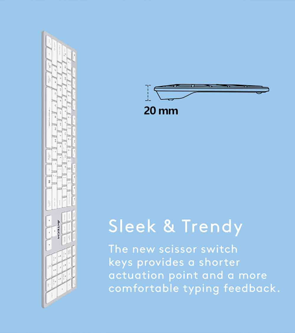 A4Tech FBX50C Bluetooth & 2.4G Wireless Keyboard Slim with Mac Keys Switch up to 4 Devices 45 2242a0529853a01e8b9372b2161d9466