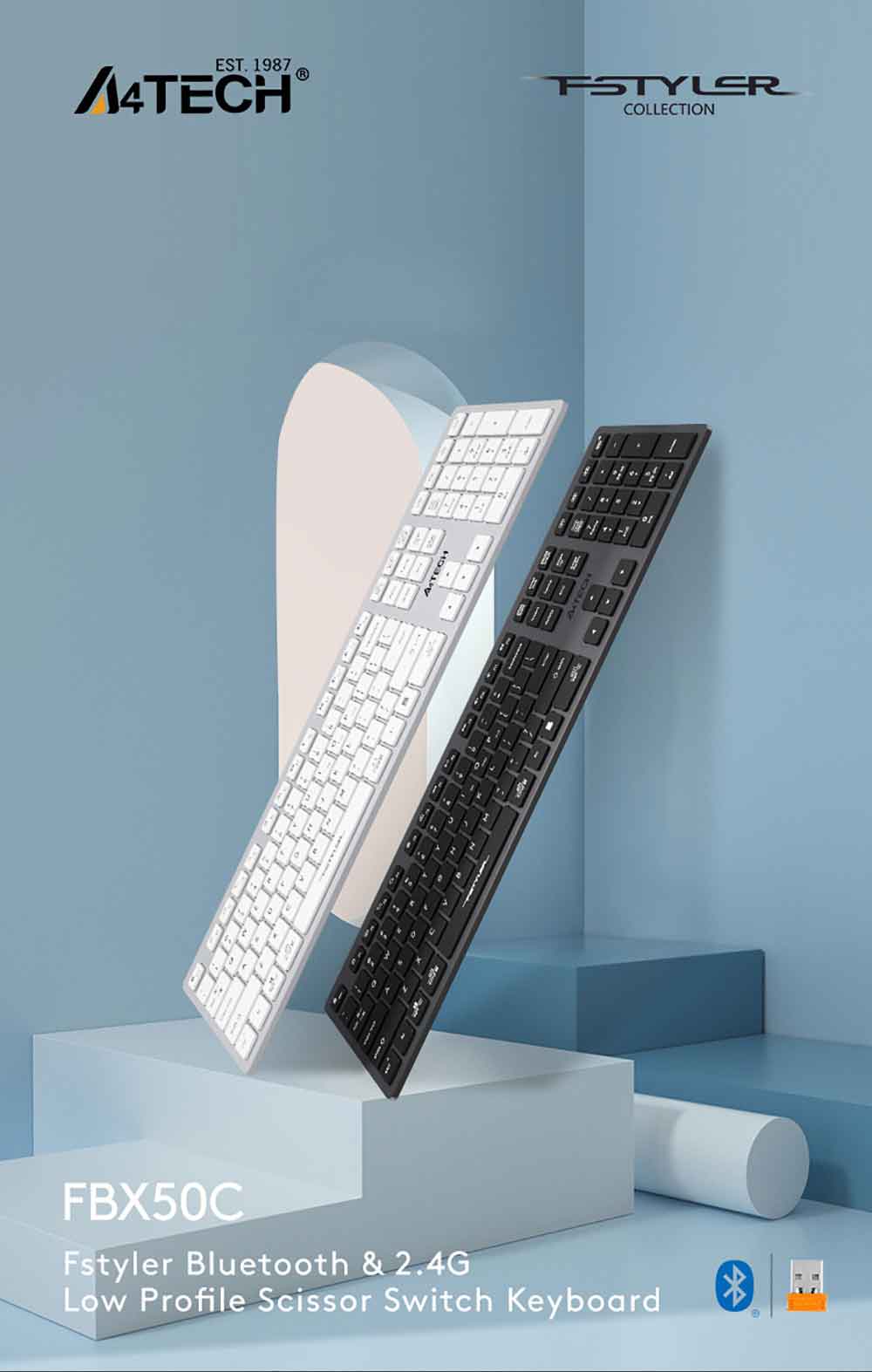 A4Tech FBX50C Bluetooth & 2.4G Wireless Keyboard Slim with Mac Keys Switch up to 4 Devices 36 2469c6f9d1b5d02f0cef27c9498d7a54