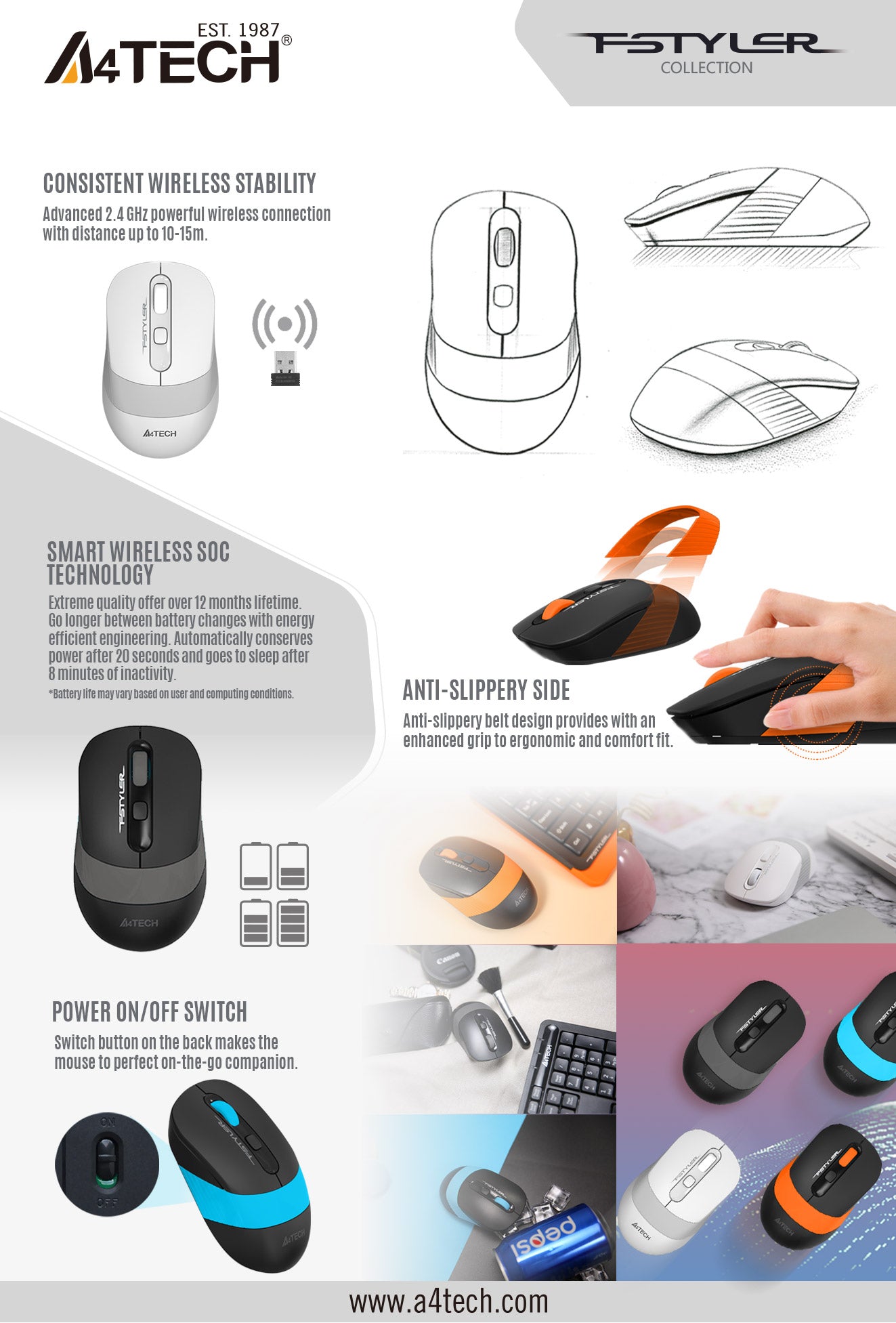 A4Tech FG10S 2.4G Wireless Mouse Auto-Channel Sort 2000 DPI 3-Level Adjustable 61 2 0caa72f4 0fee 4eb7 b6cb d9b170c581b4