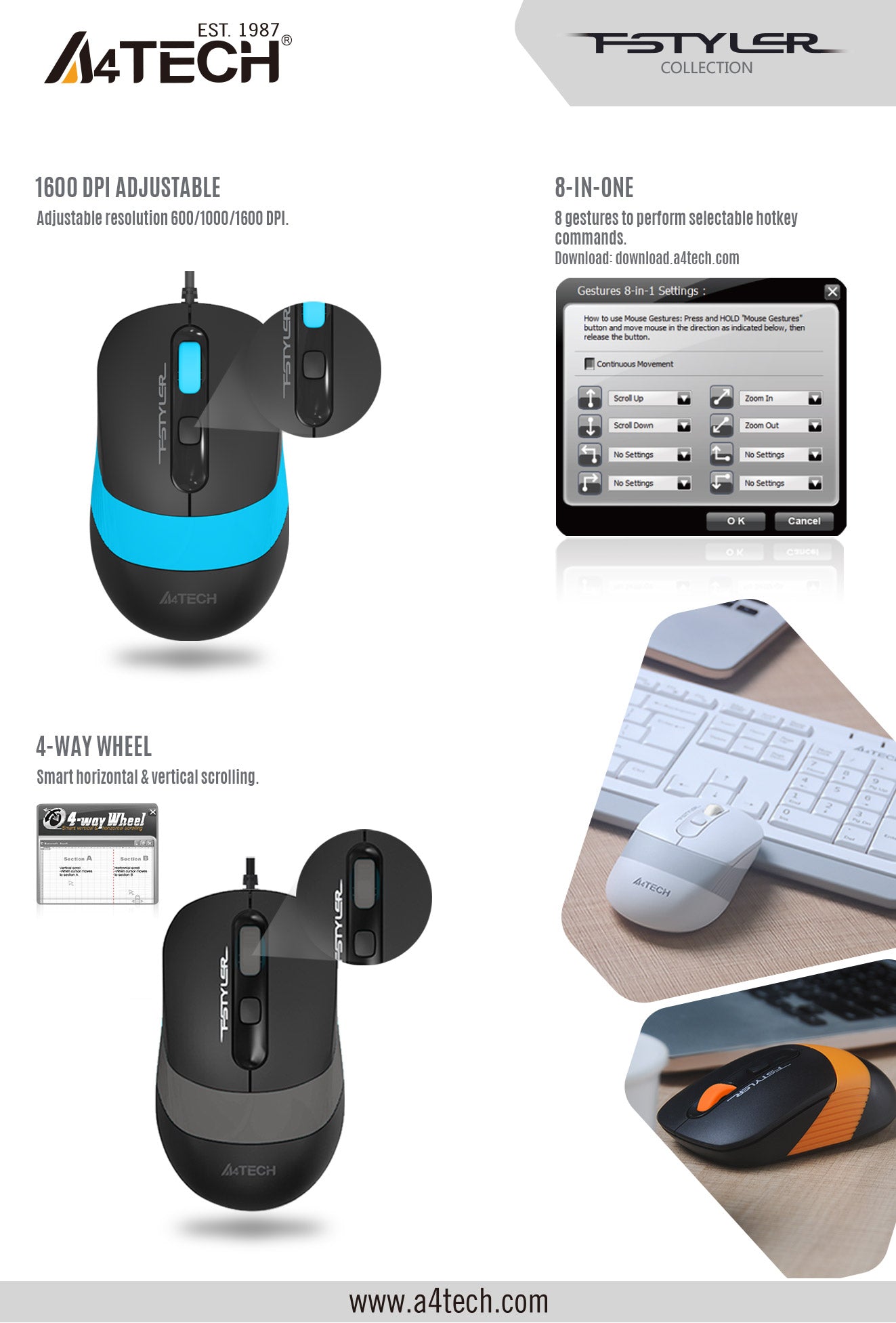 A4Tech FM10S 1600 DPI Optical Wired Mouse