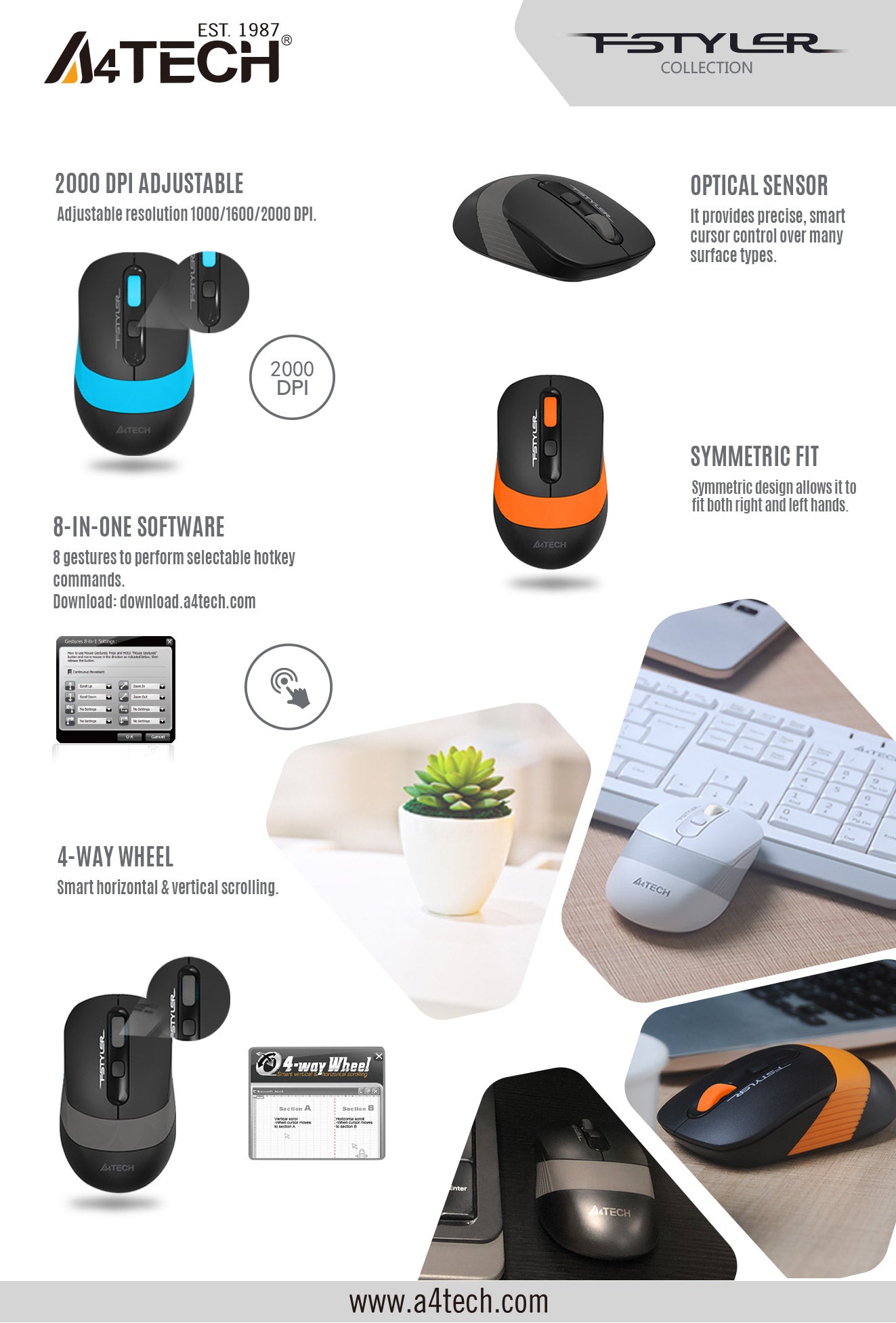 A4Tech FG10S 2.4G Wireless Mouse Auto-Channel Sort 2000 DPI 3-Level Adjustable 62 3 08b04bd9 f259 4107 a282 33bf74a8f288