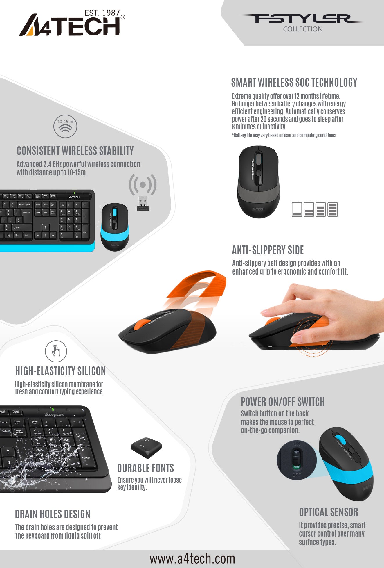 A4Tech FG1010S 2.4G Wireless Keyboard and Mouse Combo Desktop Set Silent Clicks 12 Fn Hotkeys 25 67e831b3b3157f22e346066758fd6d25