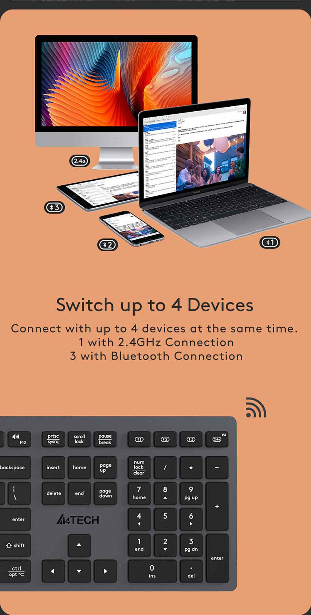 A4Tech FBX50C Bluetooth & 2.4G Wireless Keyboard Slim with Mac Keys Switch up to 4 Devices 38 8f0f9062e54f0bb0db9b0f7970ad328f