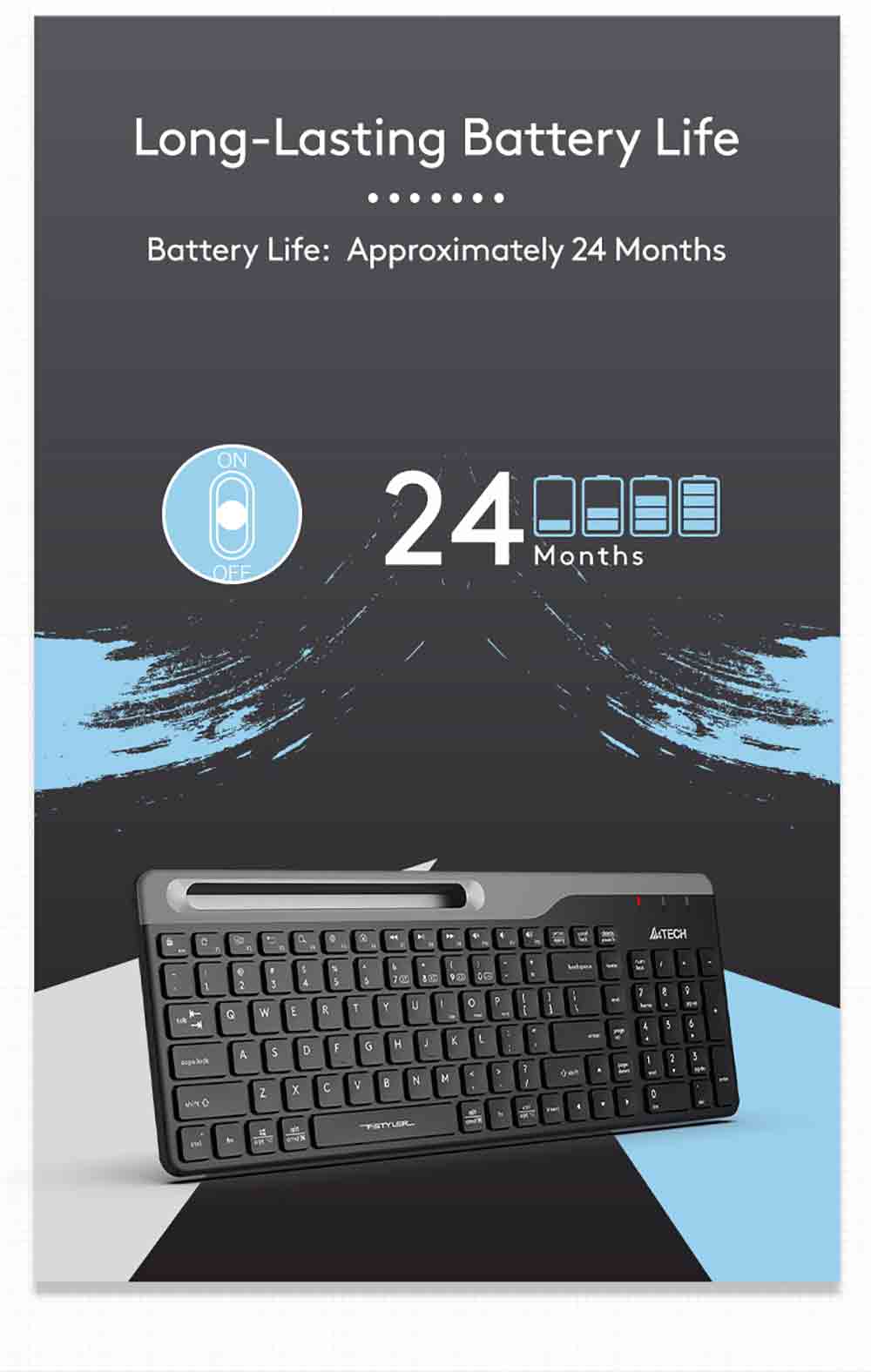 A4Tech FBK25 QuietKey Bluetooth & 2.4G Wireless Keyboard with Phone Holder Multi Devices 51 FBK25 EN PD 20221020 10