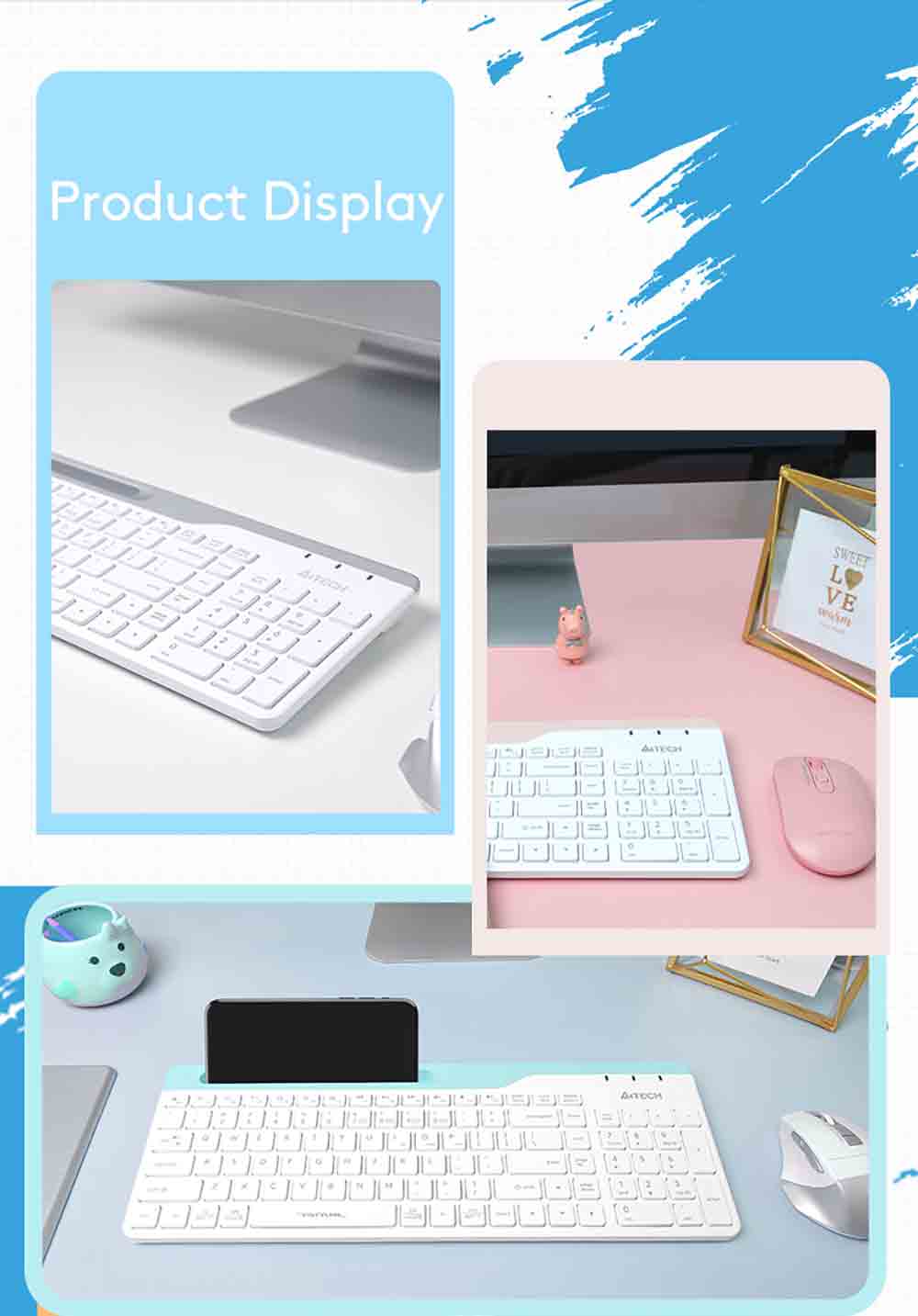 A4Tech FBK25 QuietKey Bluetooth & 2.4G Wireless Keyboard with Phone Holder Multi Devices 62 FBK25 EN PD 20221020 21