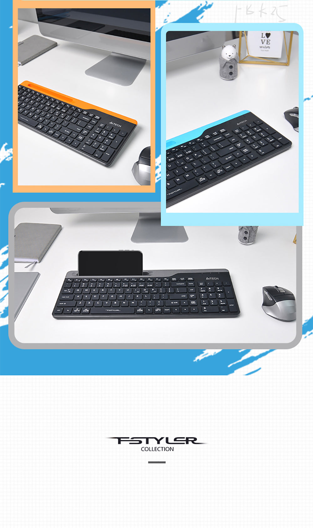 A4Tech FBK25 QuietKey Bluetooth & 2.4G Wireless Keyboard with Phone Holder Multi Devices 63 FBK25 EN PD 20221020 22