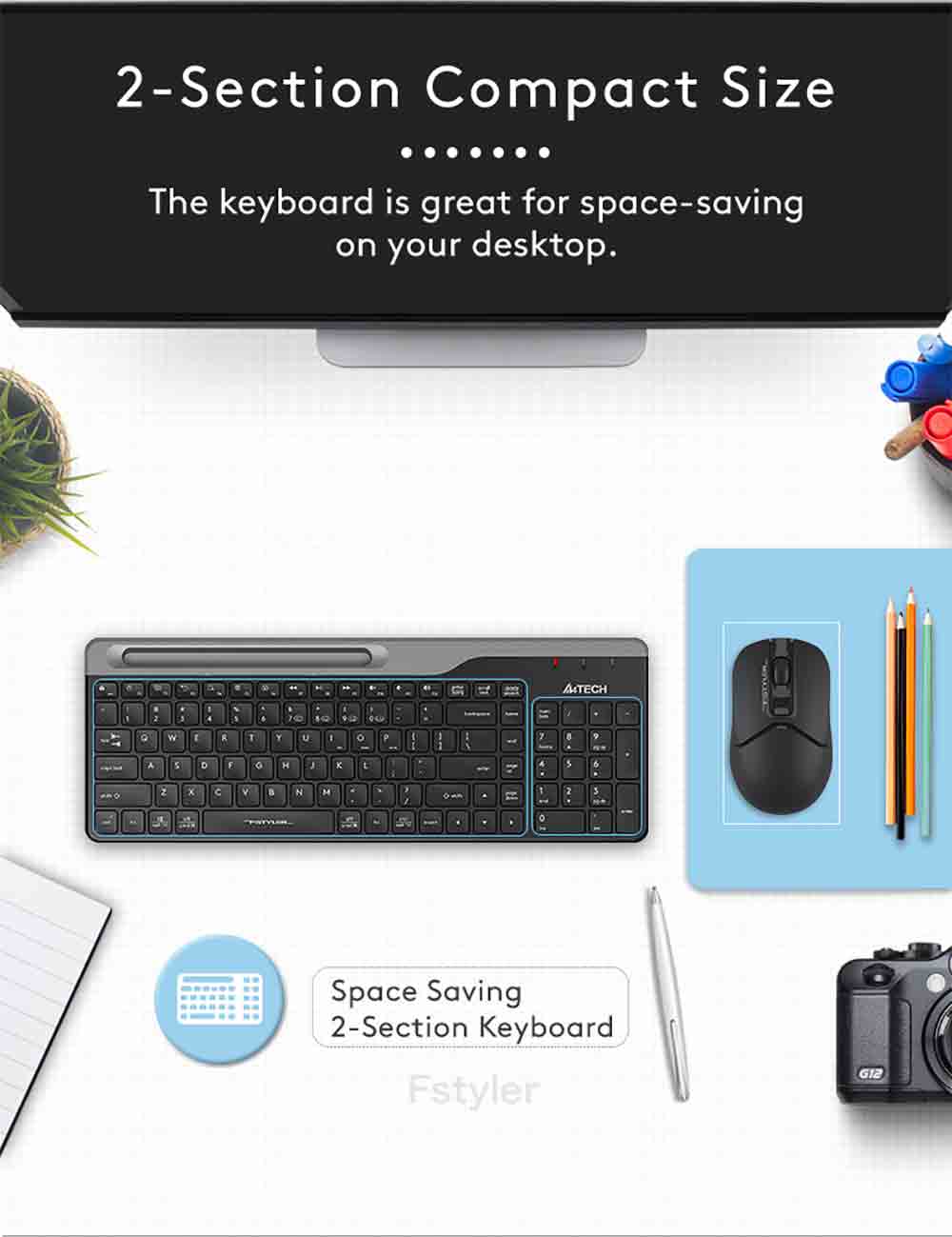 A4Tech FBK25 QuietKey Bluetooth & 2.4G Wireless Keyboard with Phone Holder Multi Devices 48 FBK25 EN PD 20221020 7