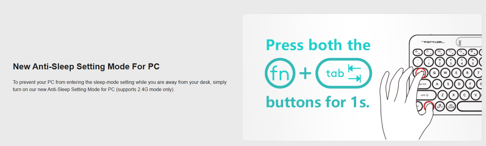 A4Tech FBK36C AS Bluetooth & 2.4G Keyboard Rechargeable Compact Design Switch up to 3 Devices 14 jj